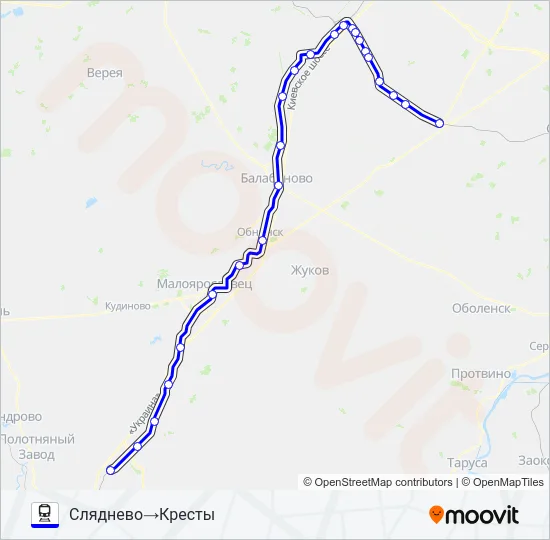Поезд КИЕВСКОЕ НАПРАВЛЕНИЕ: карта маршрута
