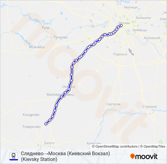 КИЕВСКОЕ НАПРАВЛЕНИЕ Train Line Map