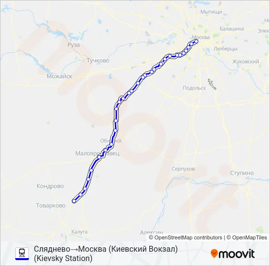 КИЕВСКОЕ НАПРАВЛЕНИЕ Train Line Map