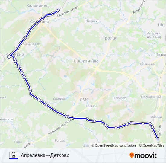КИЕВСКОЕ НАПРАВЛЕНИЕ Train Line Map