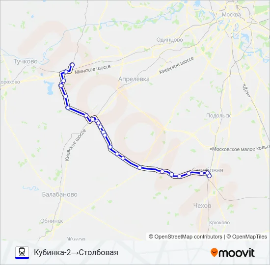 Поезд КИЕВСКОЕ НАПРАВЛЕНИЕ: карта маршрута