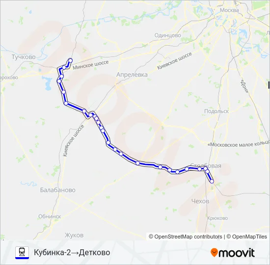 Поезд КИЕВСКОЕ НАПРАВЛЕНИЕ: карта маршрута