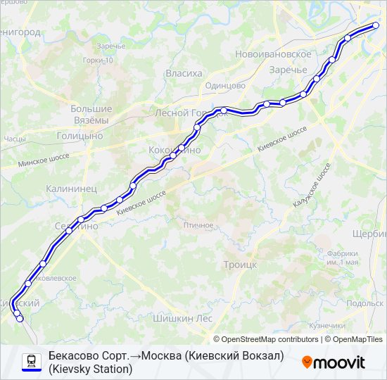 КИЕВСКОЕ НАПРАВЛЕНИЕ Train Line Map