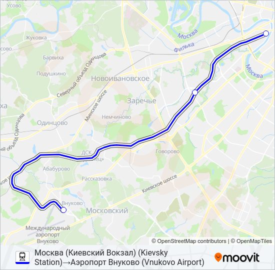 КИЕВСКОЕ НАПРАВЛЕНИЕ Train Line Map