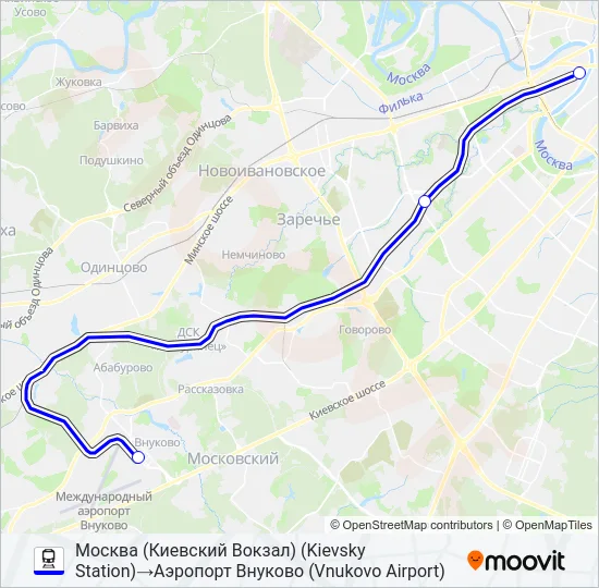КИЕВСКОЕ НАПРАВЛЕНИЕ Train Line Map