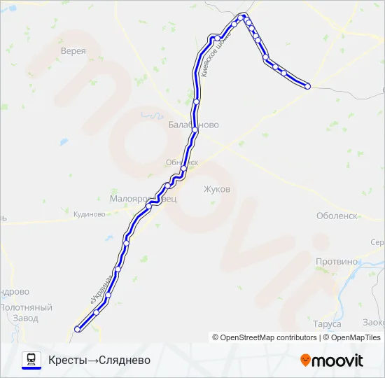 Поезд КИЕВСКОЕ НАПРАВЛЕНИЕ: карта маршрута