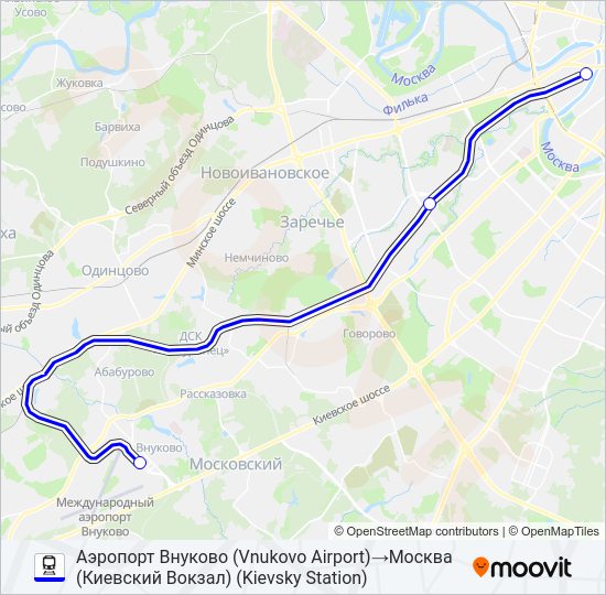 КИЕВСКОЕ НАПРАВЛЕНИЕ Train Line Map