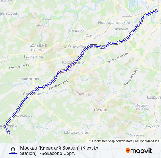 КИЕВСКОЕ НАПРАВЛЕНИЕ Train Line Map