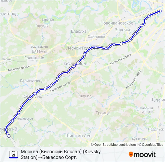 КИЕВСКОЕ НАПРАВЛЕНИЕ Train Line Map