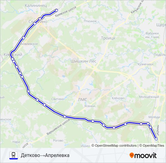 КИЕВСКОЕ НАПРАВЛЕНИЕ Train Line Map