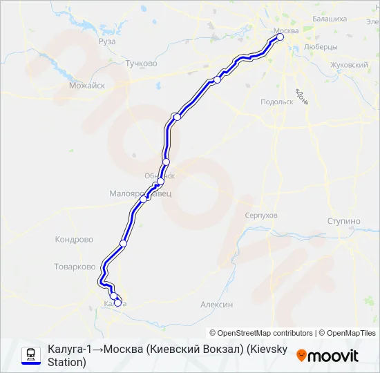 КИЕВСКОЕ НАПРАВЛЕНИЕ Train Line Map
