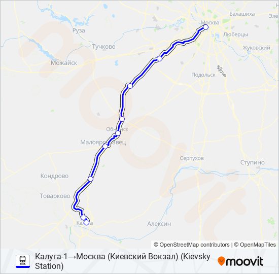 КИЕВСКОЕ НАПРАВЛЕНИЕ train Line Map