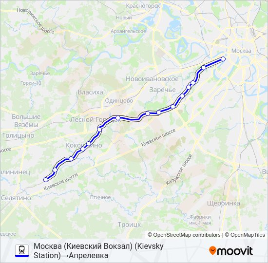 КИЕВСКОЕ НАПРАВЛЕНИЕ Train Line Map
