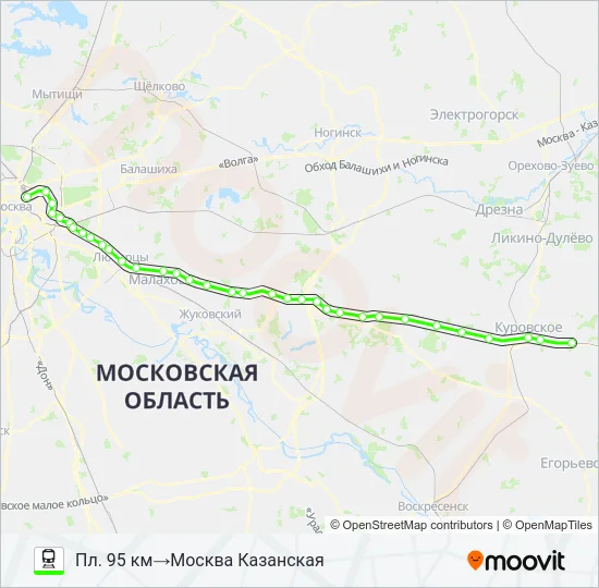 КАЗАНСКОЕ НАПРАВЛЕНИЕ Train Line Map