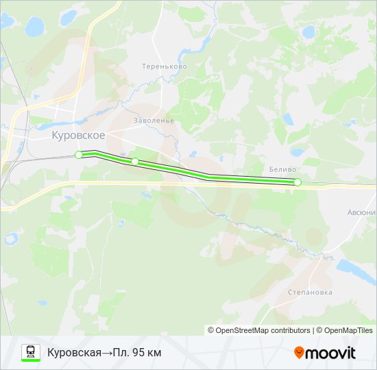 Поезд КАЗАНСКОЕ НАПРАВЛЕНИЕ: карта маршрута