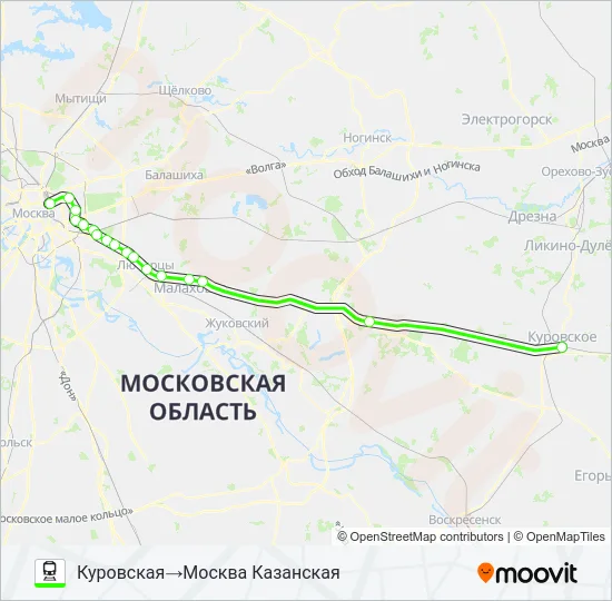КАЗАНСКОЕ НАПРАВЛЕНИЕ Train Line Map