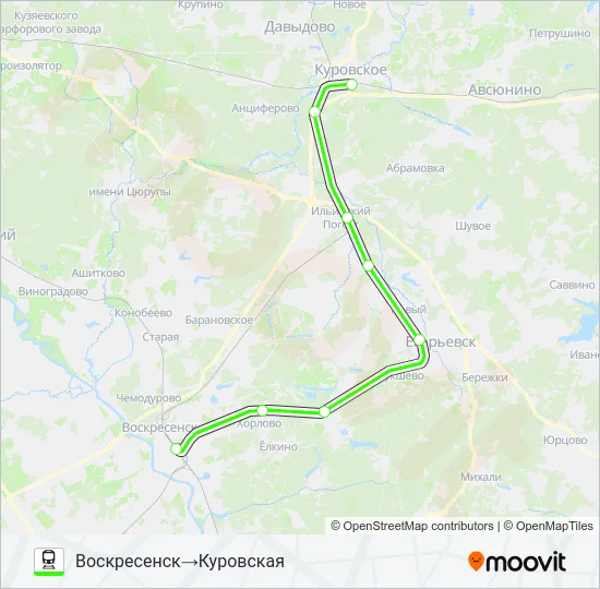 Поезд КАЗАНСКОЕ НАПРАВЛЕНИЕ: карта маршрута