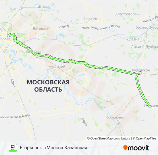КАЗАНСКОЕ НАПРАВЛЕНИЕ Train Line Map