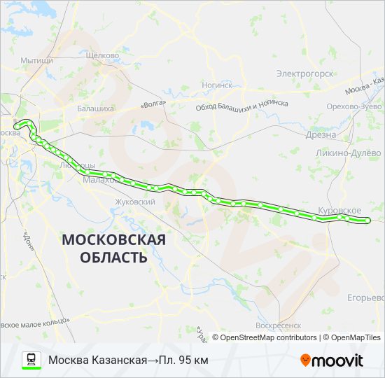 КАЗАНСКОЕ НАПРАВЛЕНИЕ Train Line Map