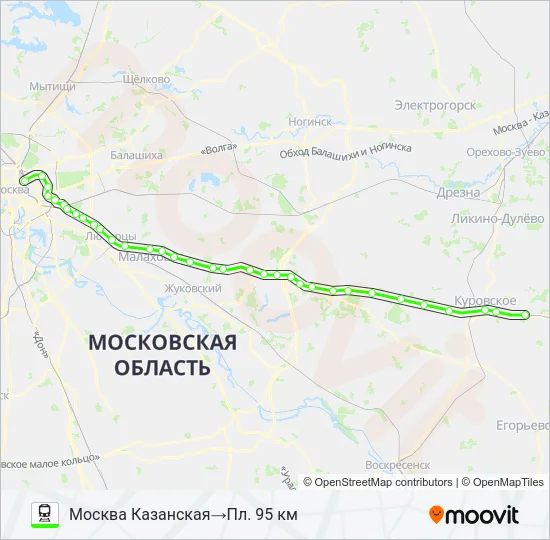 КАЗАНСКОЕ НАПРАВЛЕНИЕ Train Line Map