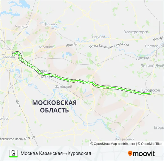 КАЗАНСКОЕ НАПРАВЛЕНИЕ Train Line Map