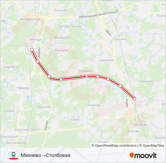 Поезд КОЛЬЦЕВОЕ НАПРАВЛЕНИЕ: карта маршрута