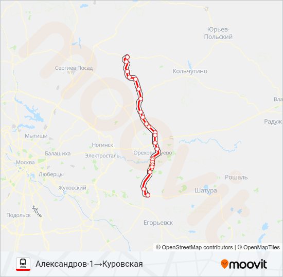 Поезд КОЛЬЦЕВОЕ НАПРАВЛЕНИЕ: карта маршрута