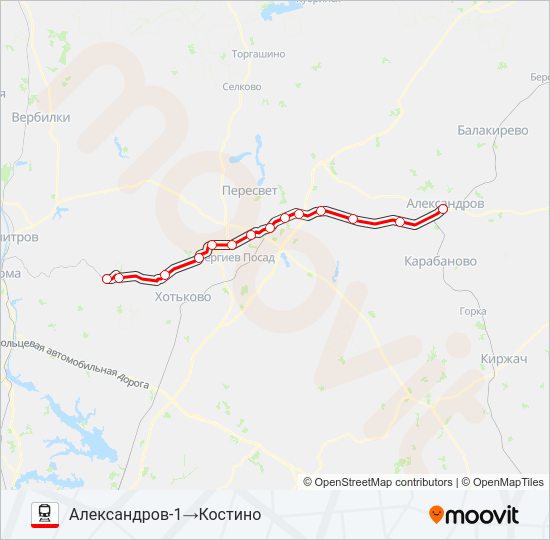 КОЛЬЦЕВОЕ НАПРАВЛЕНИЕ Train Line Map