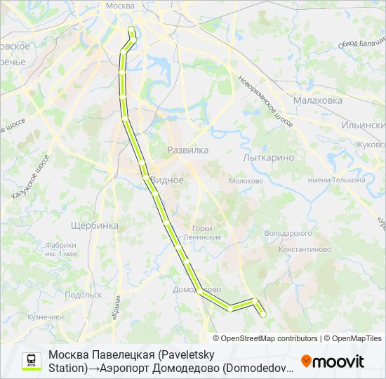 Поезд ПАВЕЛЕЦКОЕ НАПРАВЛЕНИЕ: карта маршрута