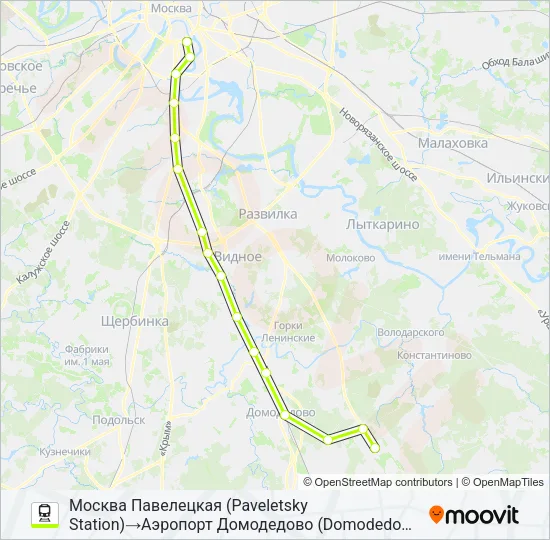 Поезд ПАВЕЛЕЦКОЕ НАПРАВЛЕНИЕ: карта маршрута