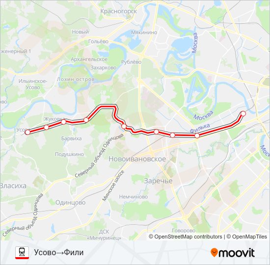 Поезд БЕЛОРУССКОЕ НАПРАВЛЕНИЕ: карта маршрута