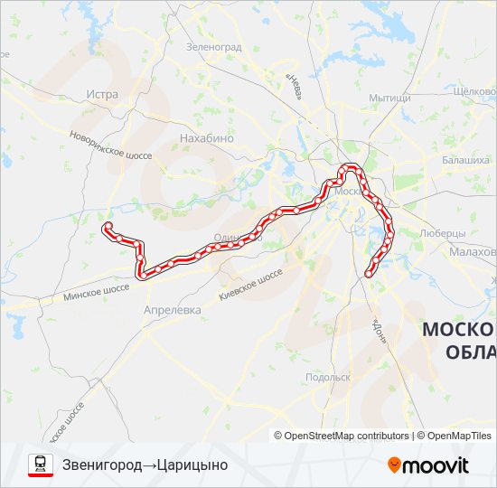Поезд БЕЛОРУССКОЕ НАПРАВЛЕНИЕ: карта маршрута