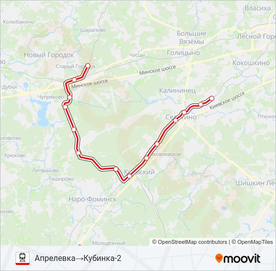 Поезд БЕЛОРУССКОЕ НАПРАВЛЕНИЕ: карта маршрута