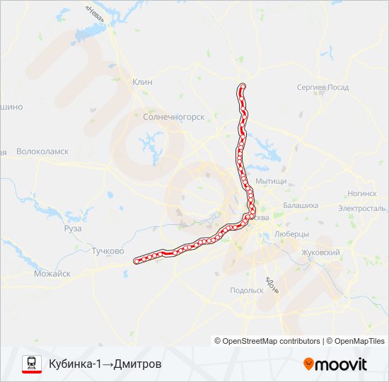 Поезд БЕЛОРУССКОЕ НАПРАВЛЕНИЕ: карта маршрута