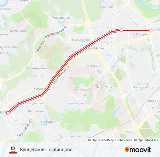 БЕЛОРУССКОЕ НАПРАВЛЕНИЕ Train Line Map