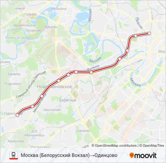 БЕЛОРУССКОЕ НАПРАВЛЕНИЕ Train Line Map