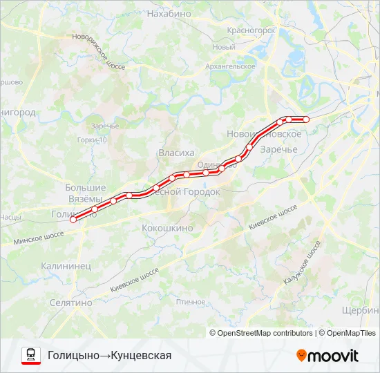 БЕЛОРУССКОЕ НАПРАВЛЕНИЕ Train Line Map