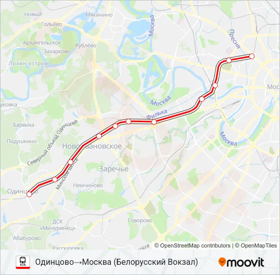 БЕЛОРУССКОЕ НАПРАВЛЕНИЕ Train Line Map