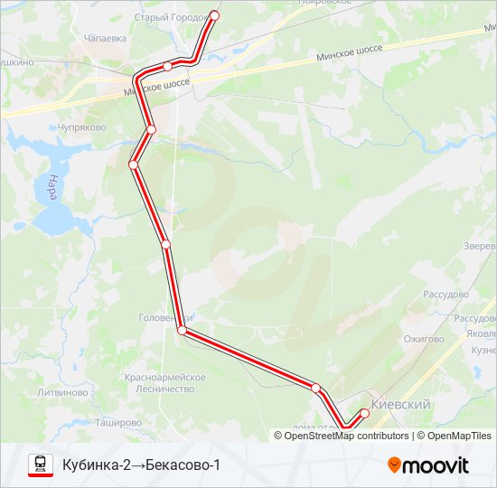Поезд БЕЛОРУССКОЕ НАПРАВЛЕНИЕ: карта маршрута
