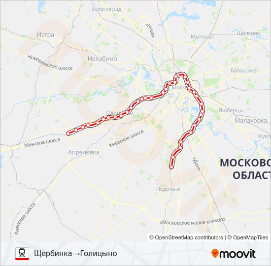 Поезд БЕЛОРУССКОЕ НАПРАВЛЕНИЕ: карта маршрута