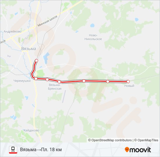 Поезд БЕЛОРУССКОЕ НАПРАВЛЕНИЕ: карта маршрута