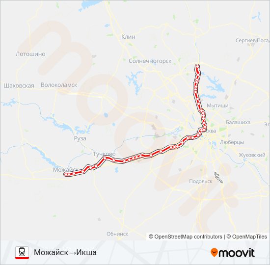 Поезд БЕЛОРУССКОЕ НАПРАВЛЕНИЕ: карта маршрута