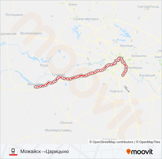 Поезд БЕЛОРУССКОЕ НАПРАВЛЕНИЕ: карта маршрута
