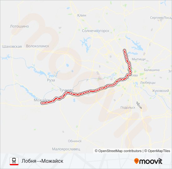 Поезд БЕЛОРУССКОЕ НАПРАВЛЕНИЕ: карта маршрута