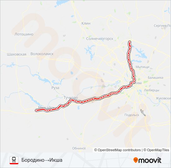 Поезд БЕЛОРУССКОЕ НАПРАВЛЕНИЕ: карта маршрута