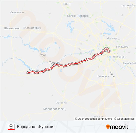 Поезд БЕЛОРУССКОЕ НАПРАВЛЕНИЕ: карта маршрута