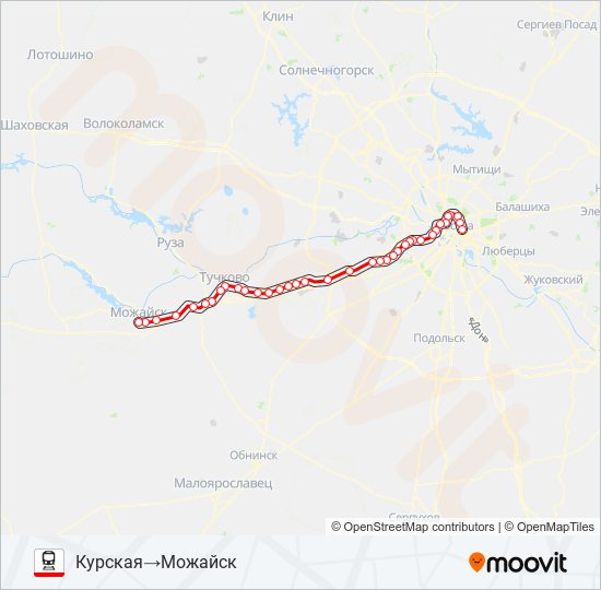 Поезд БЕЛОРУССКОЕ НАПРАВЛЕНИЕ: карта маршрута