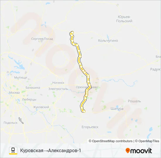 Поезд ГОРЬКОВСКОЕ НАПРАВЛЕНИЕ: карта маршрута