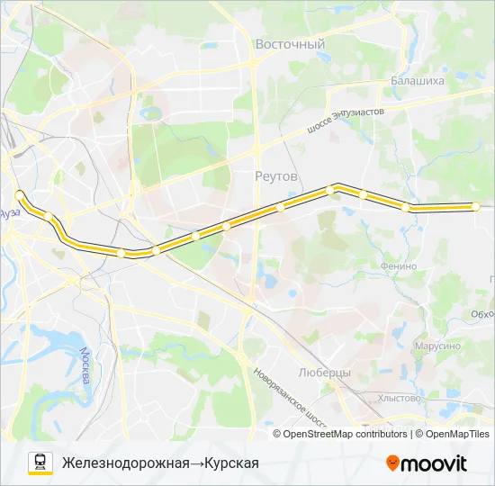 Поезд ГОРЬКОВСКОЕ НАПРАВЛЕНИЕ: карта маршрута