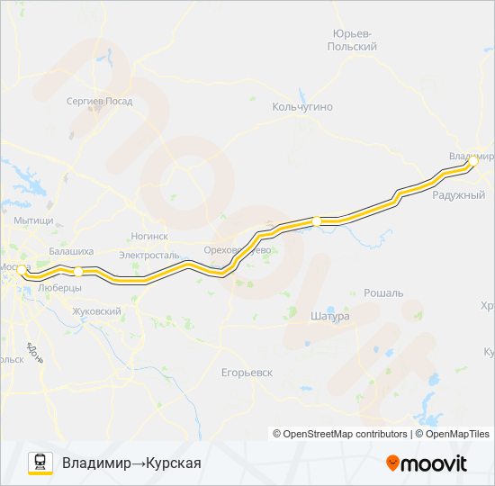 Поезд ГОРЬКОВСКОЕ НАПРАВЛЕНИЕ: карта маршрута
